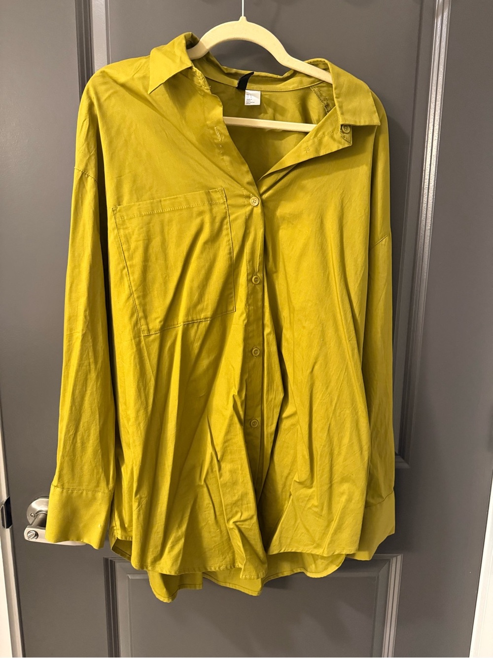 H&M Divided Oversized Button-Down Shirt in Chartreuse